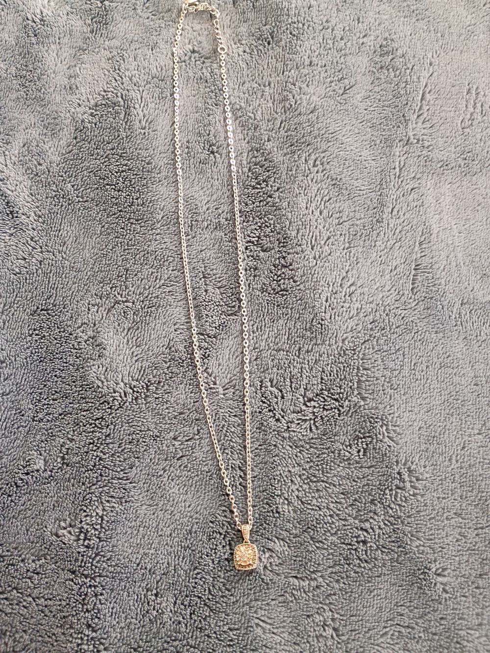 jcpenney Silver-Tone Layered Necklace with Pavé Cushion Pendant